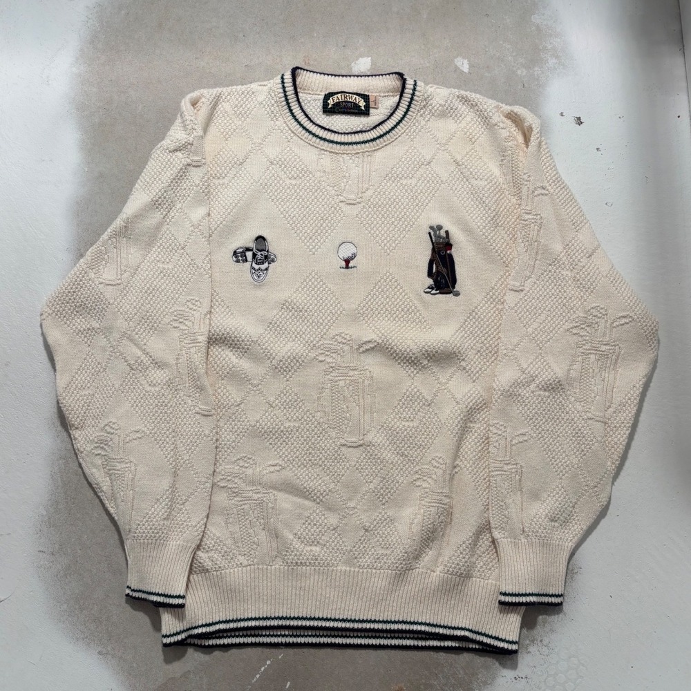 Vintage Fairway Sport Croft & Barrow Golf Embroidered Knit Sweater Mens Large